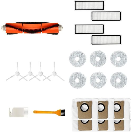 Ensemble d'accessoires pour aspirateur (1 brosse + 4 brosses latérales + 4 filtres + 6 chiffons + 6 sacs à poussière) Compatible avec Bot L10s Ultra Robot Aspirateur Pièces de rechange