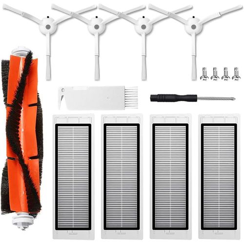 Kit d'accessoires pour Xiaomi S5 S50 S51 S55 S5 Max S6 S60 S65 S6 Max S6 Pure S6 MaxV, Accessoires de Rechange pour Xiaomi Roborock, 1 Brosse principale, 4 Filtre Hepa, 4 Brosse Latérale