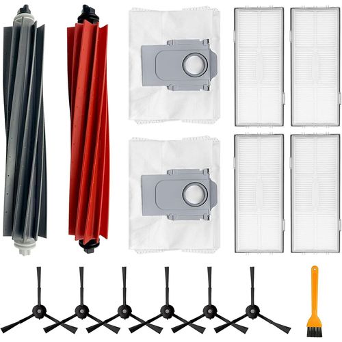 Kit d'accessoires pour S8+, S8 Pro Ultra Robot Aspirateur Pièces de rechange, 2 brosses en caoutchouc, 2 sacs à poussière, 6 brosses latérales, 4 filtres, 1 brosse