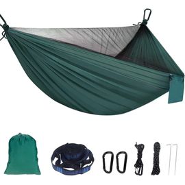 Hamac De Camping Hamac Avec Moustiquaire 300 Kg Capacité De Charge Hamac 2 Personnes Nylon Respirante Portable Ultra-Léger Hamac Voyage Pour Extérieur Jardin Camping