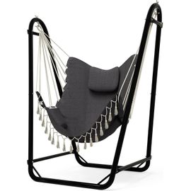 Fauteuil Hamac Unique En Forme De U Avec Support, Robuste Et Résistant À La Rouille, Chaise Hamac En Coton Gris