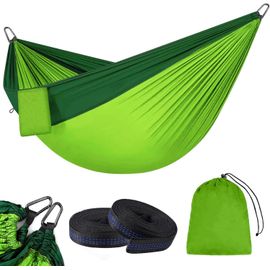 Hamac De Camping Pour 2 Personnes, Charge Maximale : 275 X 140 Cm, Matériau En Nylon Parachute, Ultra Léger, Respirant, Hamac De Voyage Pour Extérieur, Jardin Et Plage.