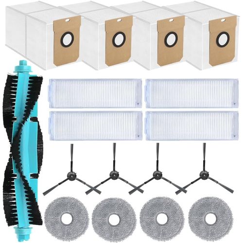Kit d'Accessoires de Rechange pour Cecotec Conga 11090 Aspirateurs Robots-1 Brosse Rotative, 4 Filtres HEPA, 4 Brosses latérales, 4 Chiffons de Nettoyage, 4 Sacs à Poussière