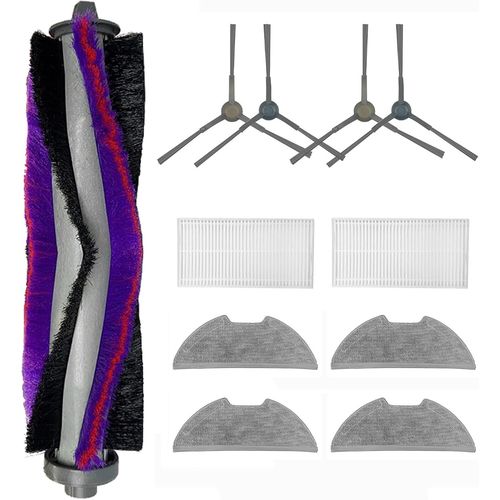 Kit d'accessoires de rechange pour aspirateur robot Eureka E10S, 1 brosse principale, 2 paires de brosses latérales, 2 filtres HEPA + 4 chiffons
