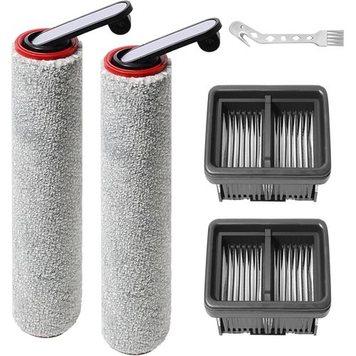 Accessoires de rouleau de brosse pour Mova M10, pour Dreame Mova M10 pièces de rechange d'aspirateur eau et poussière, 2 rouleaux de brosse + 2 filtres HEPA + 1 brosse de nettoyage