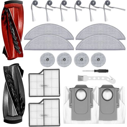 Kit d'accessoires pour Saros 10 Robot Aspirateur, 2 Brosse à rouleau, 6 Brosses latérales, 8 Chiffons, 2 Filtres, 2 Sacs à poussière, 1 Brosse de nettoyage, 1 Tournevis