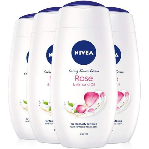 Shiba-Nivea Indulgent Moisture Rose Lot De 4 Crèmes De Douche (4 X 250 Ml), Gel Douche Hydratant Au Lait D'amande, Nettoyant Pour[1 