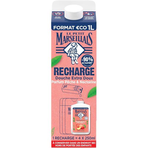 Shiba-- Recharge Gel Douche Extra Doux Pêche Blanche Bio & Nectarine Bio (Brique De 1 L) ¿ Recharge Gel Douche Avec 92 % D'ingrédi[4 