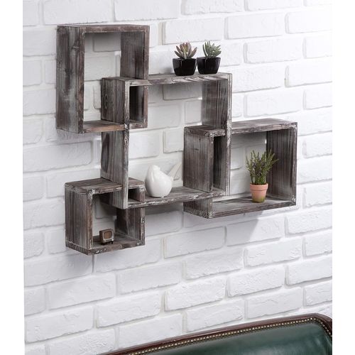 Lbgwp60-Jackcube Design Étagères Murales, 4 Cubes En Bois Rustique, Style Antique-Ombres Décoratives, Organiseur De Collection/Vitrine D¿Exposition - Mk512a