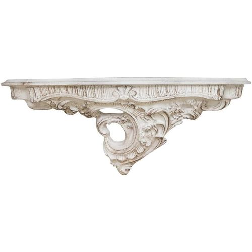 Lbgwp60-Étagère Murale En Bois, Finition Blanc Antique - L56 X Pr17 X H22 Cm - Étagère D'angle Cuisine - Made In Italy - Étagère