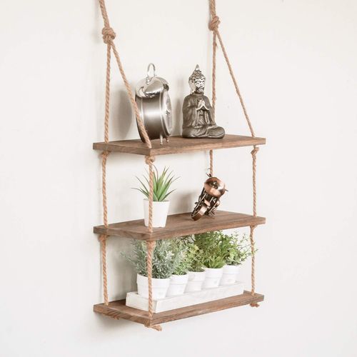 Lbgwp60-Étagère Murale Flottante Moderne À 3 Niveaux En Bois ¿ Étagère Murale Rustique À Suspendre Pour Chambre D'enfant, Cuisine, Salle De Bain, Chambre À Coucher, Salon