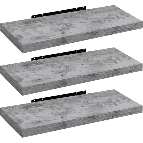 Lbgwp60-Étagère Murale, Étagère Suspendue, Étagère Flottante En Mdf, Lot De 3, Pour Salon, Cuisine, Chambre, Salle De Bain Etc Rg9372grei-3