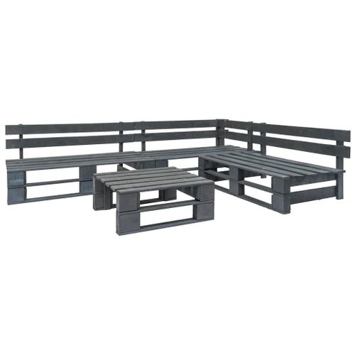 Prolenta Premium - Salon De Jardin Palette 4 Pcs Bois Gris
