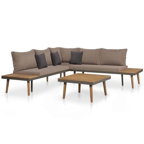 Prolenta Premium - Salon De Jardin 4pcs Et Coussins Bois D'acacia Solide Marron