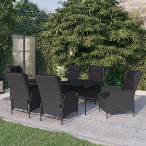 Prolenta Premium - Ensemble À Manger De Jardin 7 Pcs Gris Foncé