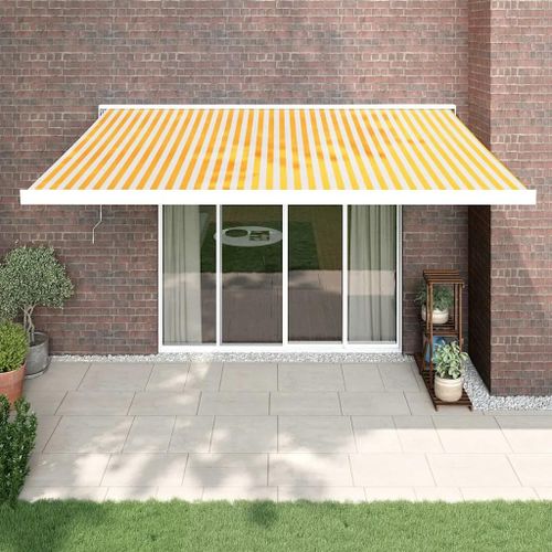 Prolenta Premium - Auvent Rétractable Jaune Et Blanc 4,5x3 M Tissu Et Aluminium