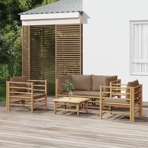 Prolenta Premium - Salon De Jardin 5 Pcs Avec Coussins Taupe Bambou