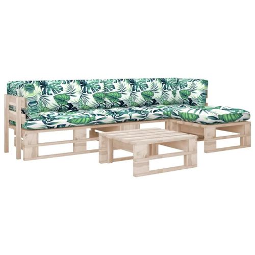 Prolenta Premium - Salon De Jardin Palette 4pcs Avec Coussins Bois De Pin Imprégné