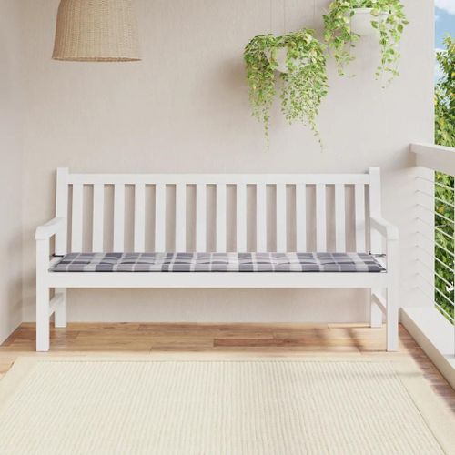 Prolenta Premium - Coussin De Banc De Jardin Motif À Carreaux Gris 180x50x4 Cm