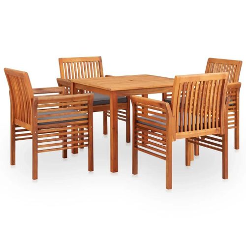 Prolenta Premium - Ensemble À Manger D'extérieur 5 Pcs Et Coussins Acacia Solide