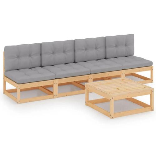 Prolenta Premium - Salon De Jardin 5 Pcs Avec Coussins Bois De Pin Massif