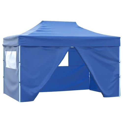 Prolenta Premium - Tente De Réception Pliable Avec 4 Parois 3x4 M Acier Bleu