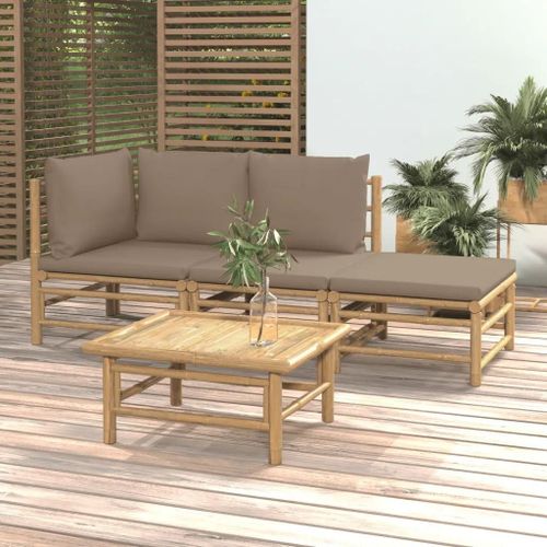 Prolenta Premium - Salon De Jardin 4 Pcs Avec Coussins Taupe Bambou
