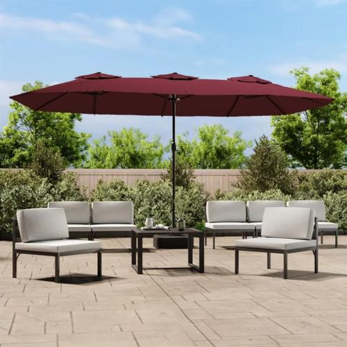 Prolenta Premium - Parasol De Jardin À Double Tête Rouge Bordeaux 449x245 Cm