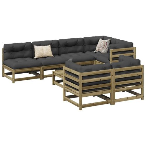 Prolenta Premium - Salon De Jardin 8 Pcs Avec Coussins Bois De Pin Imprégné