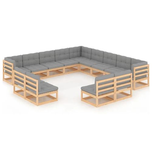 Prolenta Premium - Salon De Jardin 13 Pcs Avec Coussins Bois De Pin Massif