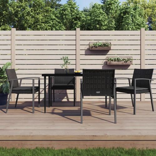 Prolenta Premium - Ensemble À Manger De Jardin 5 Pcs Coussins Résine Tressée Acier