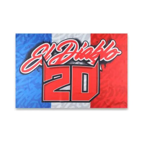 Drapeau Fabio Quartararo - France El Diablo Moto GP Officiel Bleu Blanc Rouge
