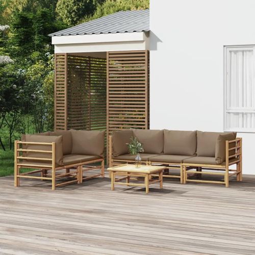 Prolenta Premium - Salon De Jardin 6 Pcs Avec Coussins Taupe Bambou