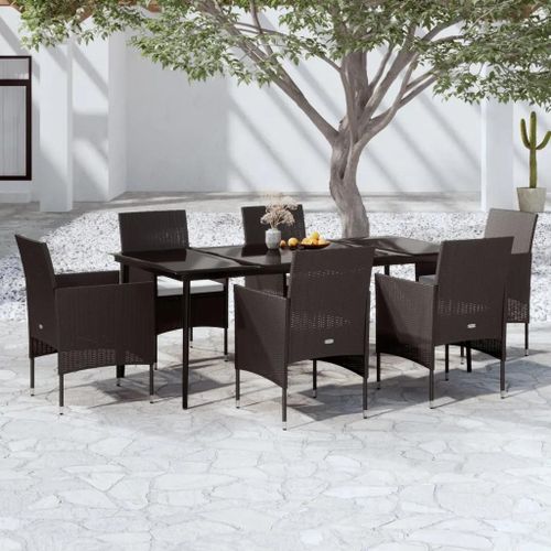 Prolenta Premium - Ensemble À Manger De Jardin Avec Coussins 7 Pcs Noir