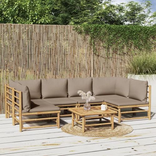 Prolenta Premium - Salon De Jardin 7 Pcs Avec Coussins Taupe Bambou