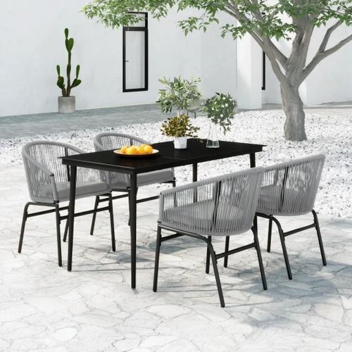 Prolenta Premium - Ensemble À Manger De Jardin 5 Pcs Gris