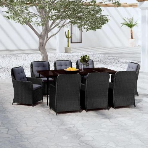 Prolenta Premium - Ensemble À Manger De Jardin 9 Pcs Noir