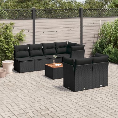 Prolenta Premium - Salon De Jardin 8 Pcs Avec Coussins Noir Résine Tressée
