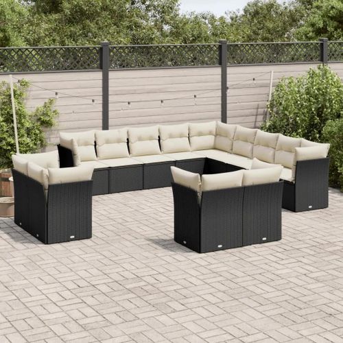 Prolenta Premium - Salon De Jardin Avec Coussins 13 Pcs Noir Résine Tressée