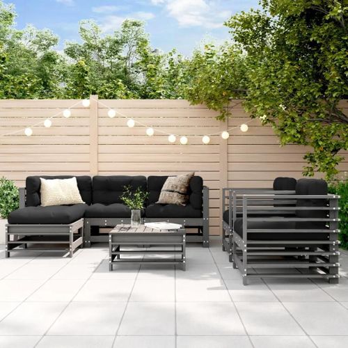 Prolenta Premium - Salon De Jardin 7 Pcs Gris Bois De Pin Massif