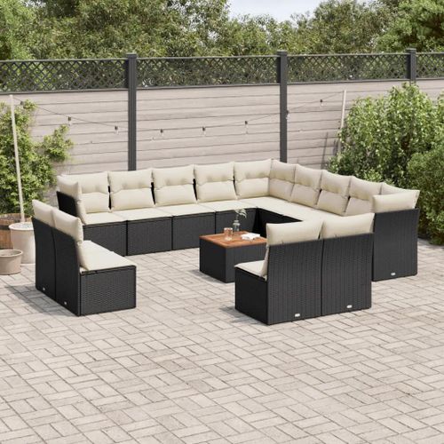 Prolenta Premium - Salon De Jardin Avec Coussins 14 Pcs Noir Résine Tressée