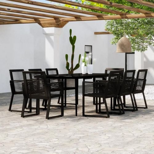 Prolenta Premium - Ensemble À Manger De Jardin 9 Pcs Noir