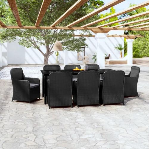 Prolenta Premium - Ensemble À Manger De Jardin Avec Coussins 9 Pcs Noir