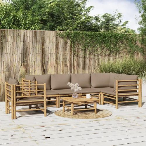 Prolenta Premium - Salon De Jardin 7 Pcs Avec Coussins Taupe Bambou