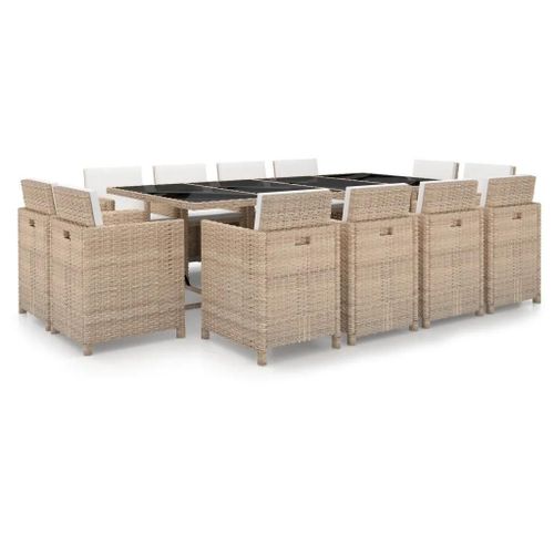 Prolenta Premium - Ensemble À Manger D¿Extérieur Et Coussins 13 Pcs Résine Tressée