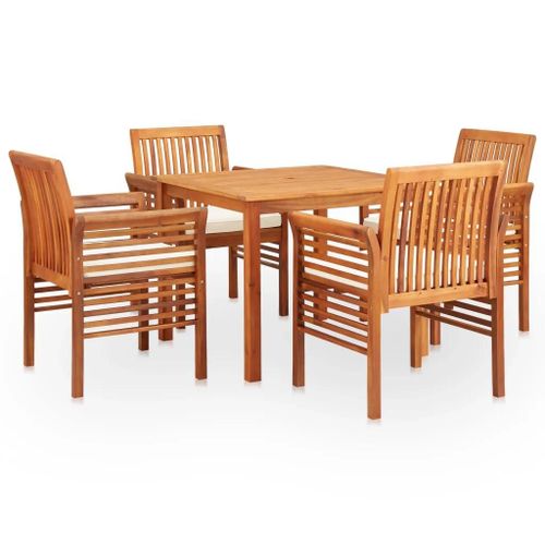 Prolenta Premium - Ensemble À Manger D'extérieur 5 Pcs Et Coussins Acacia Solide