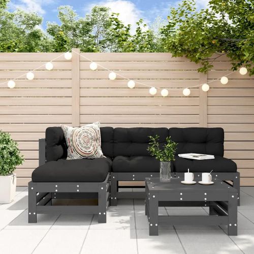 Prolenta Premium - Salon De Jardin 5 Pcs Gris Bois Massif De Pin