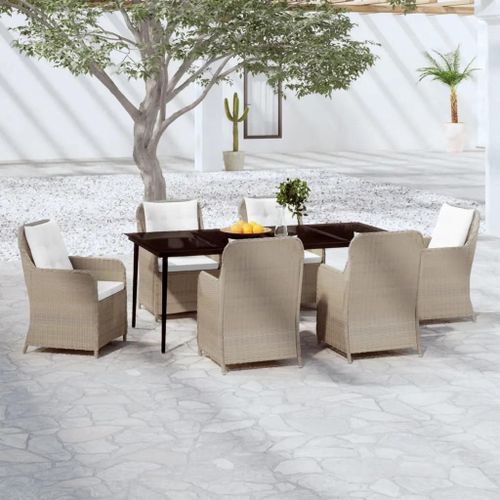 Prolenta Premium - Ensemble À Manger De Jardin 7 Pcs Marron