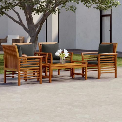 Prolenta Premium - Salon De Jardin Avec Coussins 5 Pcs Bois D'acacia Solide