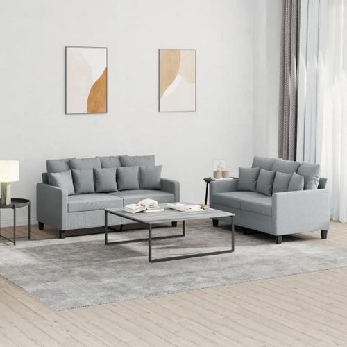Prolenta Premium - Ensemble De Canapés 2 Pcs Avec Coussins Gris Clair Tissu